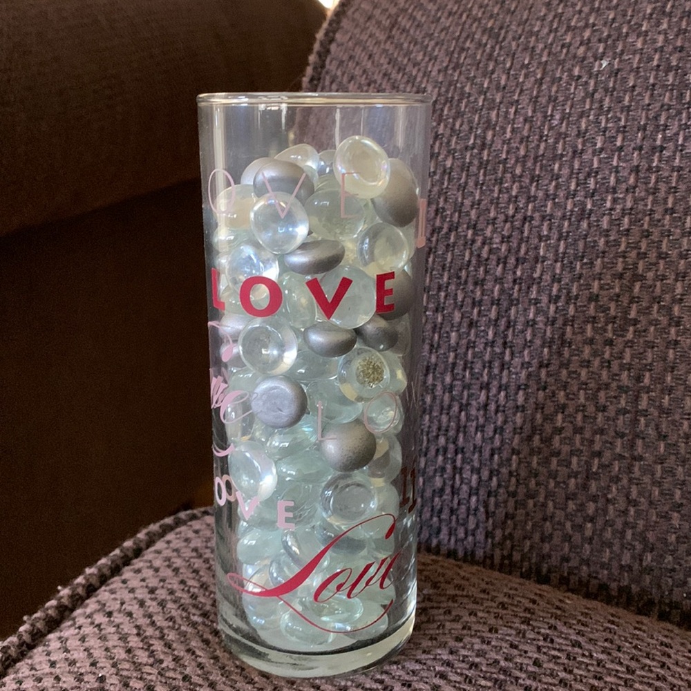 BRAND NEW “LOVE” MINI VASE w/CLEAR AND SILVER ACCENT STONES